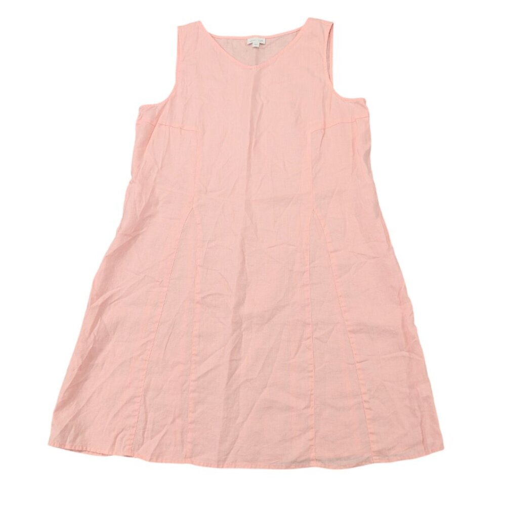 J. JILL 100% Linen Shift Dress L Baby Pink Pastel Sleeveless Loose Lagenlook